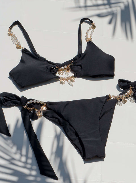Cara Bralette Bikini Set - Black Licorice